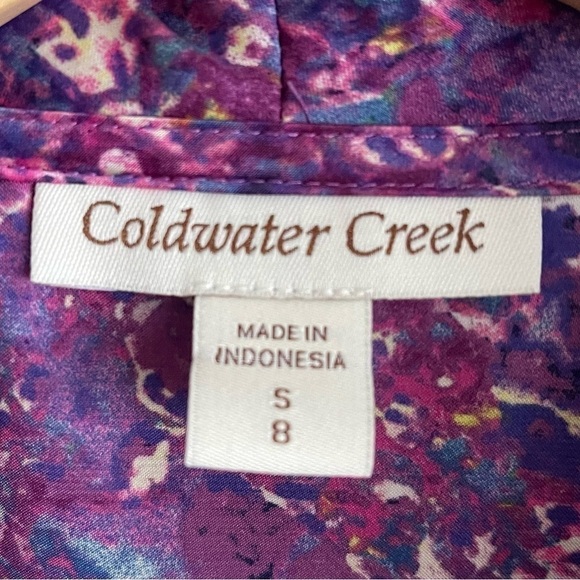Coldwater Creek colorful faux wrap shawl neck sleeveless fitted blouse size S - Picture 8 of 16
